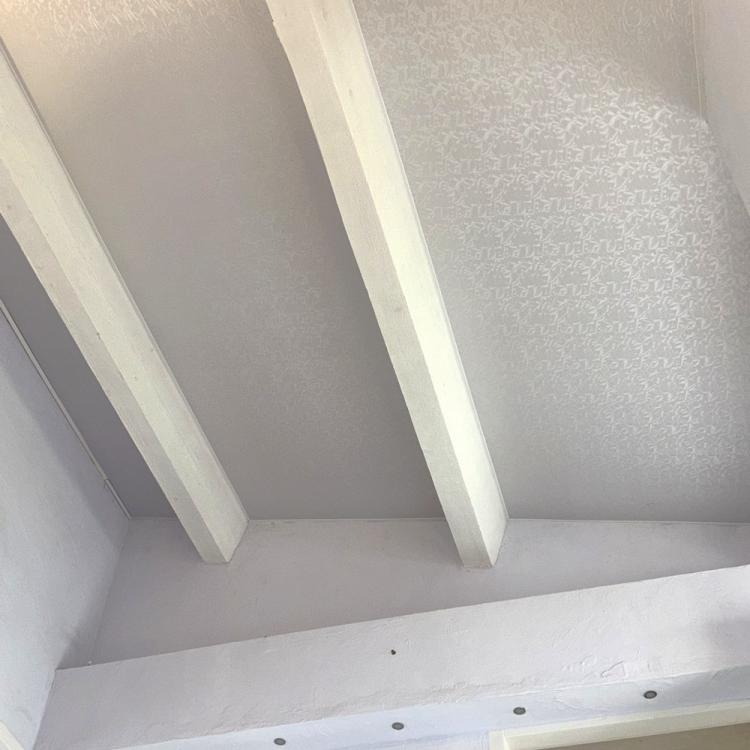 Pose de plafond tendu entre les poutres d'un plafond provençal dans le Var